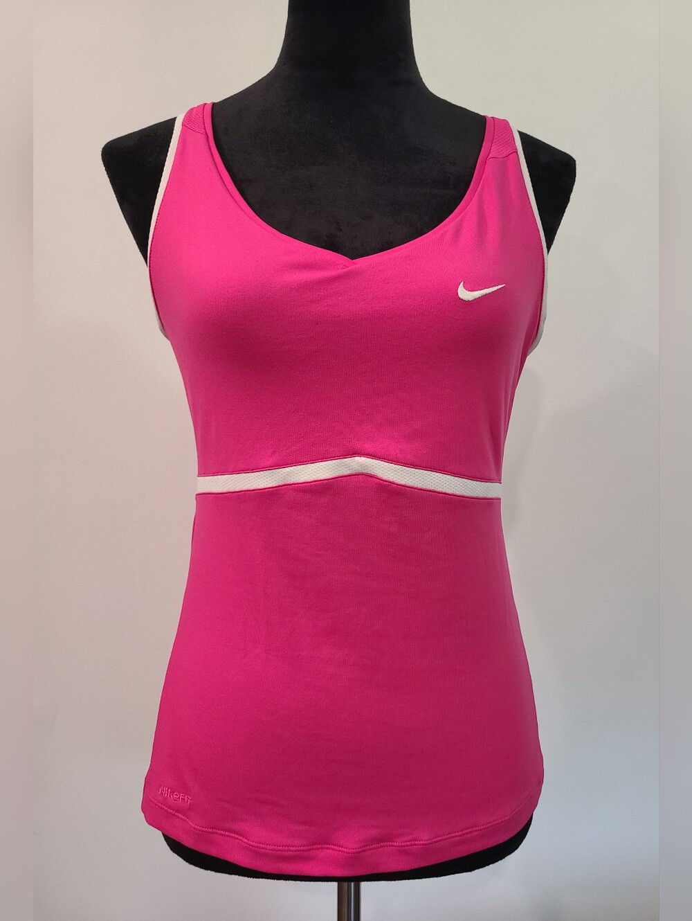 Pink Athletic Tank Top with White Trim